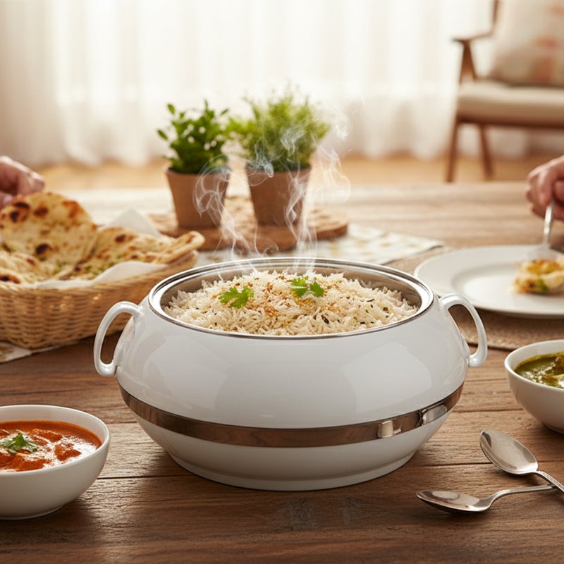 Asian Golden Crest  Casserole Dlx 3500 Ml - Assorted | Super PU Insulation Hot Pot with Stainless Steel Inner Casing | Serving Dishes with Lids | Hot Food Storage Container & Warmers - Image 4
